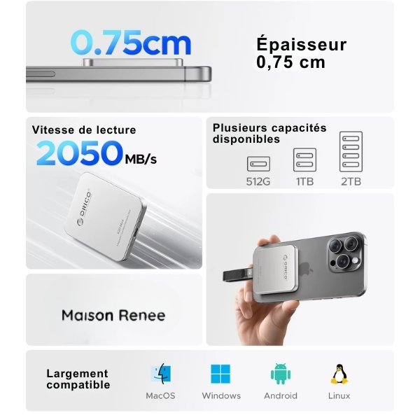 SSD externe pour smartphones – Sauvegarde de photos & vidéos avec USB-C