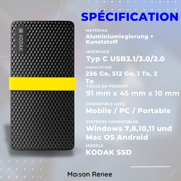 9 SSD portable pour étudiants & bureau – Disque externe compact