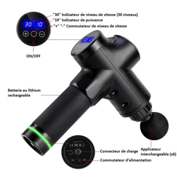 Appareil de massage électrique musculaire type pistolet, récupération rapide et usage aldom
